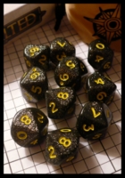 Dice : Dice - 10D - Exalted Black with Gold Flecks and Gold Numerals - Chimera Hobby Shop Apr 2010